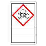 GHS-Gefahrensymbole auf Rolle Gefahrstoffetiketten mit Klapplaminat und Beschriftungsfeld