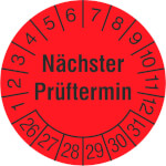Prüfplakette Nächster Prüftermin in Jahresfarbe