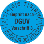 Prüfplakette Geprüft nach DGUV Vorschrift 3 Farbe: blau