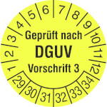 Prüfplakette Geprüft nach DGUV Vorschrift 3 leuchtgelb