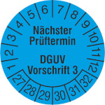 Prüfplakette Nächster Prüftermin DGUV Vorschrift 3 Farbe: leuchtgrün