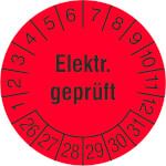 Prüfplakette Elektr. Geprüft in Jahresfarbe