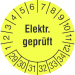 Prüfplakette Elektr. Geprüft leuchtgelb