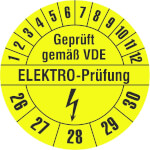 Prüfplakette ELEKTRO-Prüfung Geprüft gemäß VDE leuchtgelb/schwarz