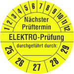 Prüfplakette Nächster Prüftermin - ELEKTRO-Prüfung - durchgeführt durch