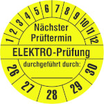 Prüfplakette Nächster Prüftermin - ELEKTRO-Prüfung - durchgeführt durch