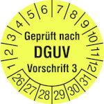 Prüfplakette Geprüft nach DGUV Vorschrift 3 leuchtgelb