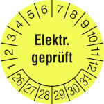 Prüfplakette Elektr. Geprüft Farbe: leuchtgelb