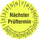 Prüfplakette Nächster Prüftermin leuchtgelb