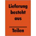 Verpackungsetikett Lieferung besteht aus ... Teilen