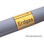 Rohrleitungskennzeichnung auf Rolle - Ausführung D Rollenlänge 33,0 m, Rollenbreite 14,0 cm