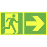 Fluchtwegschild PLUS - langnachleuchtend + tagesluoreszierend Notausgang rechts mit Zusatzzeichen: Richtungsangabe rechts