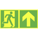 Fluchtwegschild PLUS - langnachleuchtend + tagesluoreszierend Notausgang rechts mit Zusatzzeichen: Richtungsangabe aufwärts bzw. geradeaus