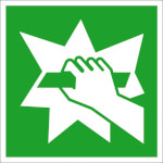 Fluchtwegschild - langnachleuchtend Notausgangseinrichtung, die nach Zerschlagen einer Scheibe zu erreichen ist