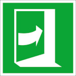 Fluchtwegschild - langnachleuchtend Tür öffnet durch Drücken auf der rechten Seite