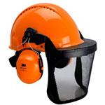 3M G3000 Kopfschutz-Kombination 3MO315C orange Komplettset bestehend aus Helm, Metallgittervisier und Gehörschutzkapseln