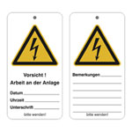 Wartungsanhänger mit Sicherheitszeichen Vorsicht! Arbeit an der Anlage