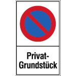 Haltverbotsschild Symbol: Eingeschränktes Haltverbot, Text: Privat-Grundstück