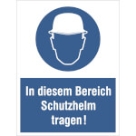 Gebots-Kombischild In diesem Bereich Schutzhelm tragen!