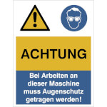 Warn- Gebots- Kombischild Achtung bei Arbeiten an der Maschine muss