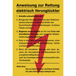 Aushang - Elektrotechnik Anweisung zur Rettung elektrisch Verunglückter