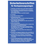Aushang - Elektrotechnik Sicherheitsvorschriften für Hochspannungsanlagen