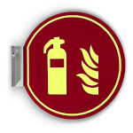 Fahnenschild Brandschutzschild PLUS langnachleuchtend aus Acrylglas rot Feuerlöscher