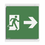 Piktogrammscheibe für Cube Lux Rettungszeichenwürfel Notausgang rechts mit Zusatzzeichen: Richtungsangabe rechts