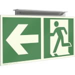 Fahnenschild Fluchtwege langnachleuchtend Notausgang links/rechts mit Zusatzzeichen