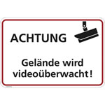 Hinweisschild für Gewerbe und Privat Achtung Gelände videoüberwacht