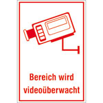 Video Infozeichen -  Betriebskennzeichnung Bereich wird videoüberwacht
