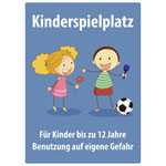 Spielplatzschild Kinderspielplatz - Für Kinder bis 12 Jahre - Benutzung auf eigene Gefahr