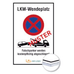 Individuell gefertigtes Parkplatzschild Aluminium 2,0 mm weiß, Ecken spitz, ohne Bohrung