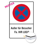 Individuell gefertigtes Parkplatzschild Aluminium 2,0 mm weiß, Ecken rund, ohne Bohrung