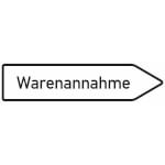 Verkehrsschild Wegweiser Warenannahme rechtsweisend