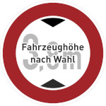 Verkehrsschild Verbot für Fahrzeuge über bestimmte Höhe VZ: 265