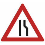 Verkehrsschild Einseitig rechts verengte Fahrbahn VZ: 121-10