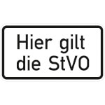 Verkehrsschild Zusatzzeichen Hier gilt die StVO VZ: 2035