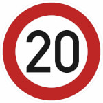 Verkehrsschild Zulässige Höchstgeschwindigkeit 20 km/h VZ: 274-20