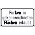 Zusatzzeichen nach StVO - Nr. 1053-30 Parken in gekennzeichneten Flächen erlaubt