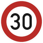 Verkehrsschild Zulässige Höchstgeschwindigkeit 30 km/h VZ: 274-30