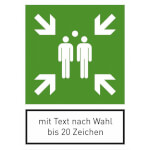 Fluchtwegschild Sammelstelle und max. 20 Zeichen Text nach Wahl