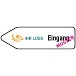 Individuell gefertigter Wegweiser (linksweisend) Aluminium 2,0 mm, reflekt. Typ RA1/A, weiß, Ecken rund, ohne Bohrung