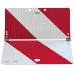 Nachtparktafel mit Bauartgenehmigung, klappbar Aluminium 2 mm, Vorderseite Reflexfolie rot/weiß