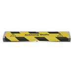 Antirutsch-Treppenkantenprofil gelb/schwarz zum Verschrauben, mit Warnzeichen und Text: Achtung Stufe