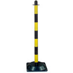 Mobiler Kunststoff-Kettenständer Secur 3 mit Hartgummifuß Pfosten: gelb/schwarz