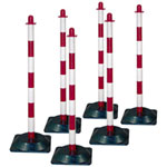 Kettenständer-Set Secur 3 mit Hartgummifuß Pfosten: rot/weiß