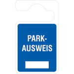 Parkausweis-Anhänger Text: Parkausweis, zur Selbstbeschriftung