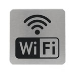 WiFi Schild Aluminium Edelstahloptik mit schwarzem Foliendruck