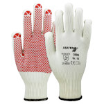 Asatex 3685 Arbeitshandschuh weiß Feinstrickhandschuh mit roten Vinyl-Noppen und Strickbund
